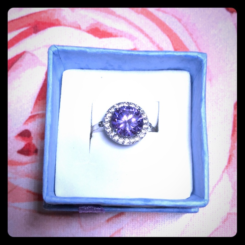 Purple round statement cocktail fashion ring